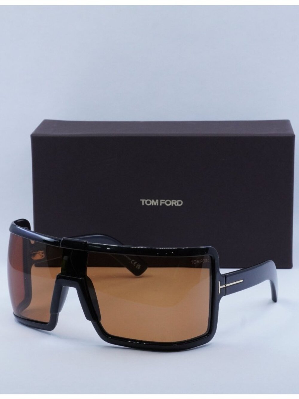 Tom Ford Parker FT1118 01E Shield Sunglasses - Black/Brown Orange